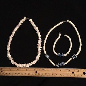 Vintage natural puka shell necklaces and bracelet